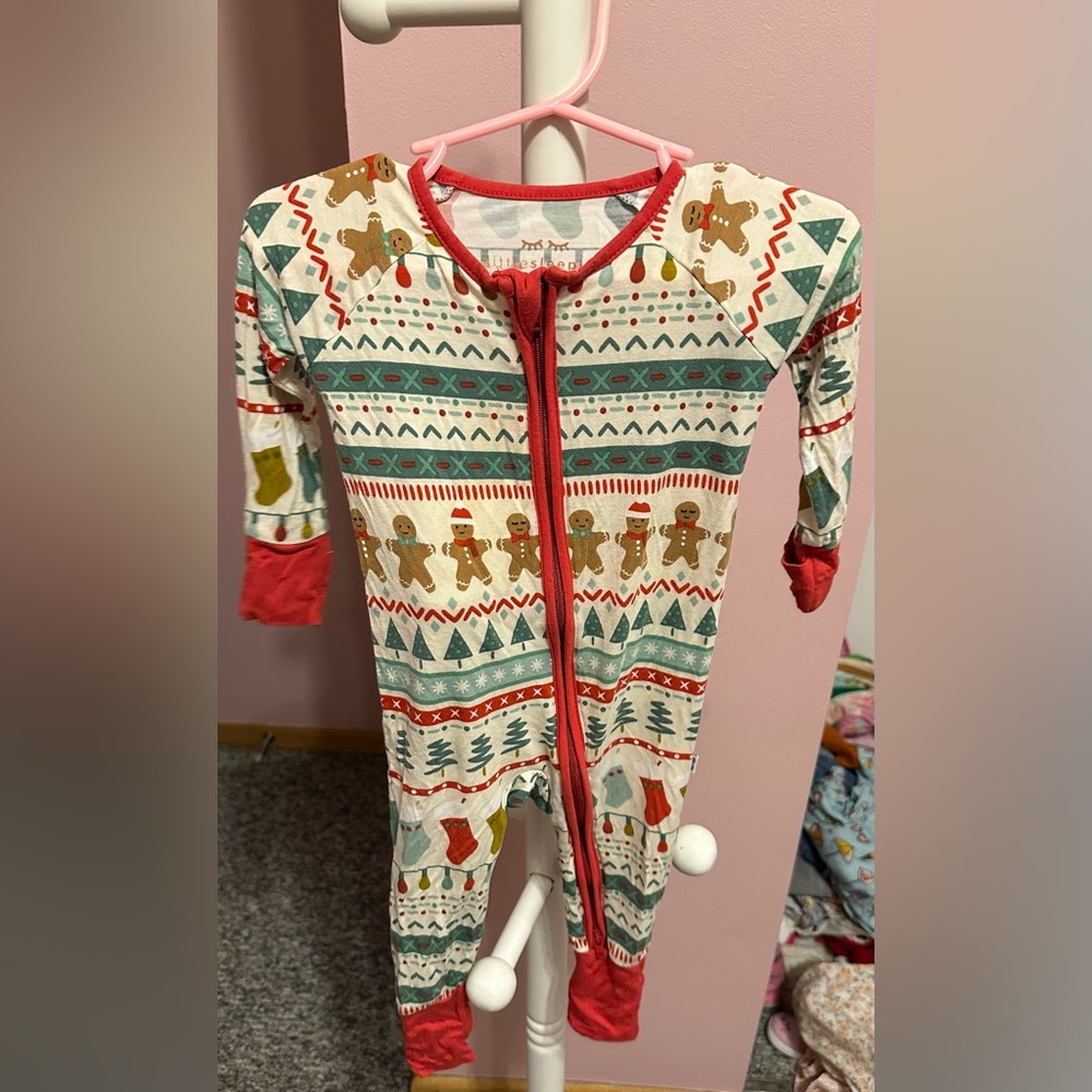 Little Sleepies Festive Gingerbread Pajama Set - Red and Green